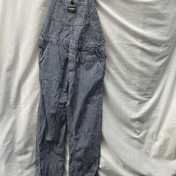 OshKosh b’Gosh railroad striped overalls boys sz 14 - Picture 2 of 9